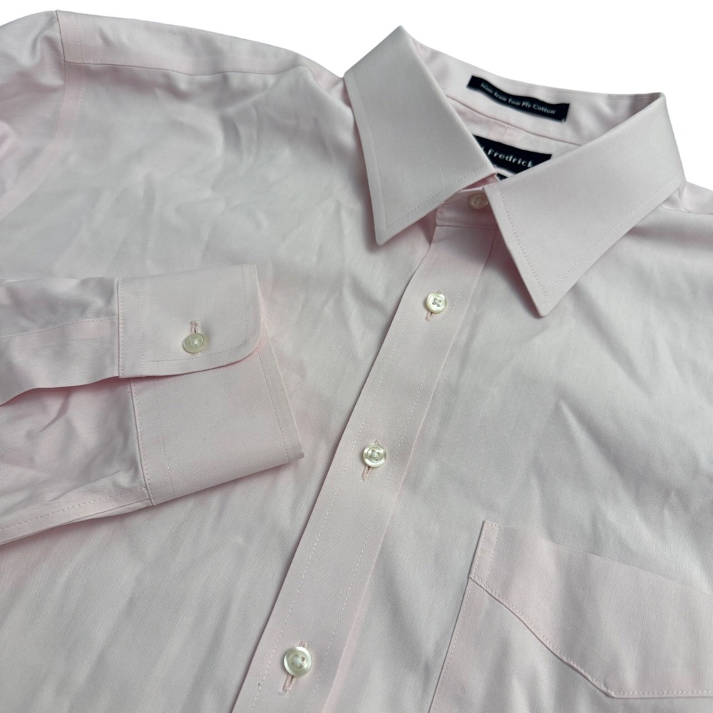 Paul Fredrick Mens Pink Non-Iron Two Ply Cotton Slim Fit Dress Shirt 17.5 x‎ 34